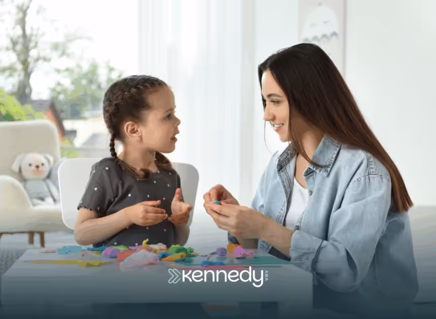 A child and an RBT during ABA therapy