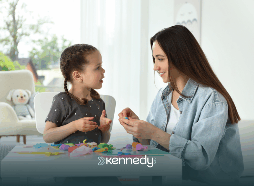 A child and an RBT during ABA therapy