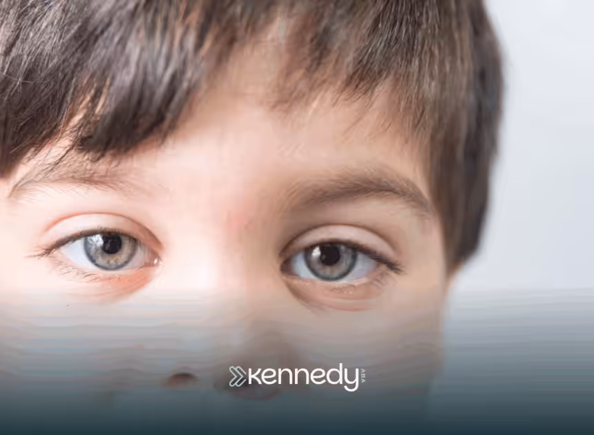 A close up of a kid's eyes