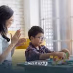 A kid and an RBT during ABA therapy