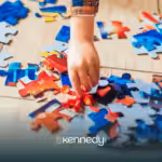 A child playing with puzzle pieces