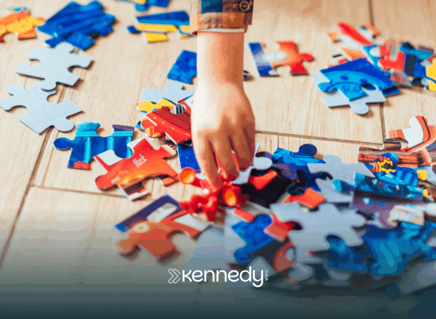A child playing with puzzle pieces