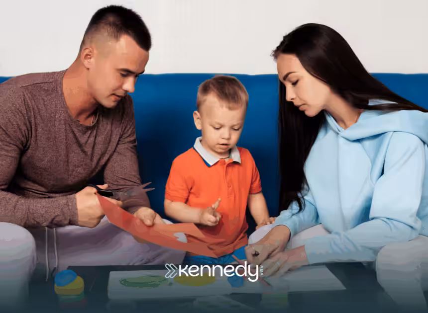Parents doing ABA therapy with their son