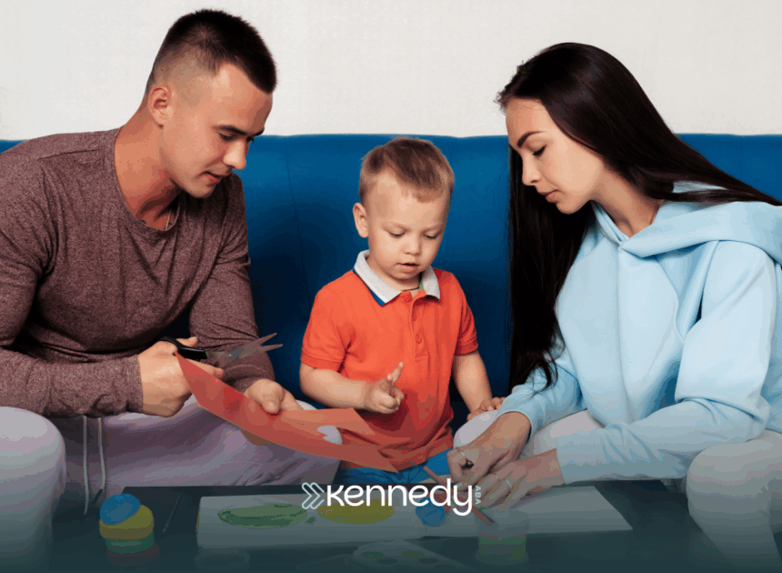 Parents doing ABA therapy with their son
