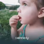 A child with autism biting on a grape