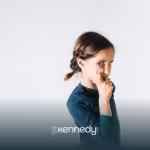 A girl with autism side glancing