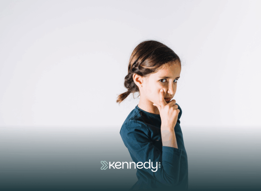 A girl with autism side glancing