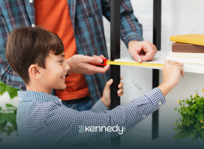 A dad teaching his son with autism home safety