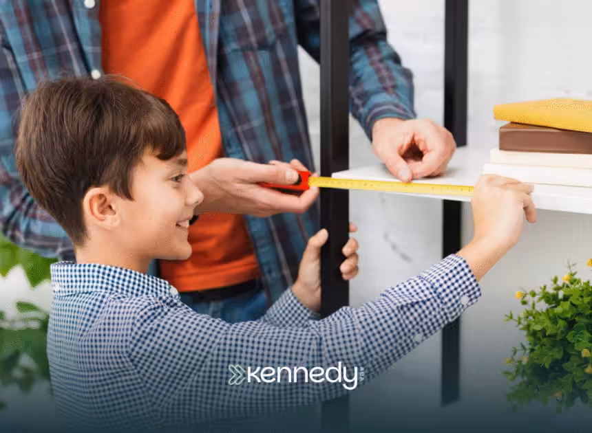 A dad teaching his son with autism home safety