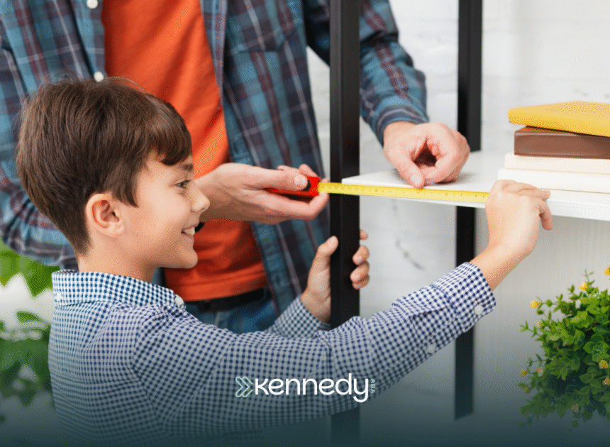 A dad teaching his son with autism home safety