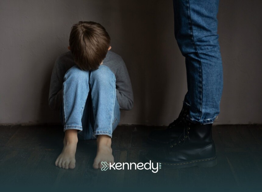 A kid with autism being punished by his parent