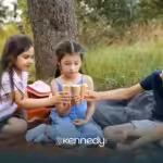 An autistic child sharing snacks with her friends in a picnic setting