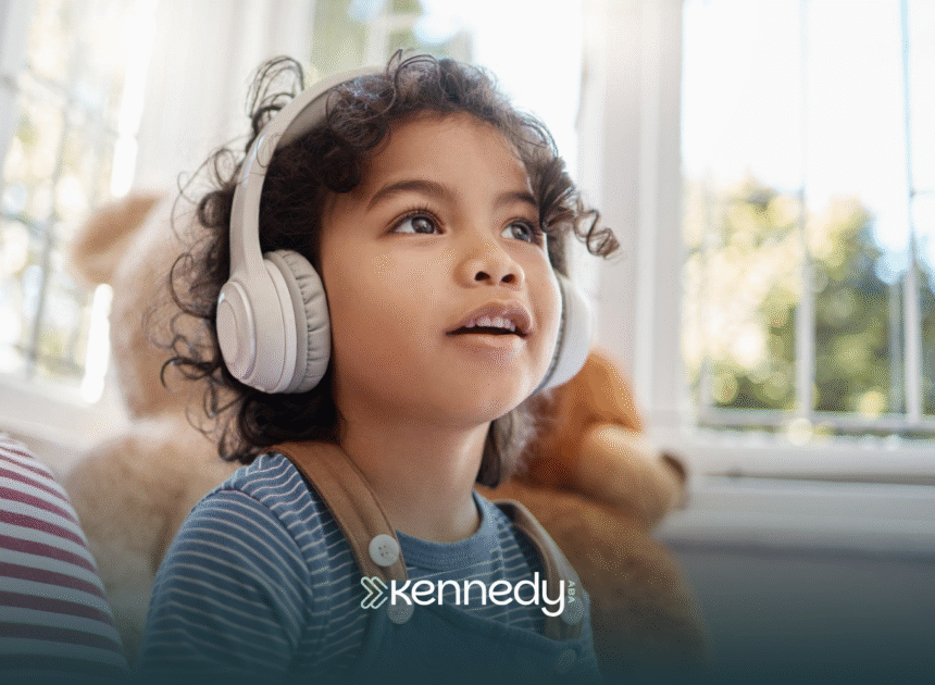 A kid with autism wearing noise-canceling headphones