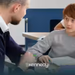 A kid looking at his RBT during ABA therapy