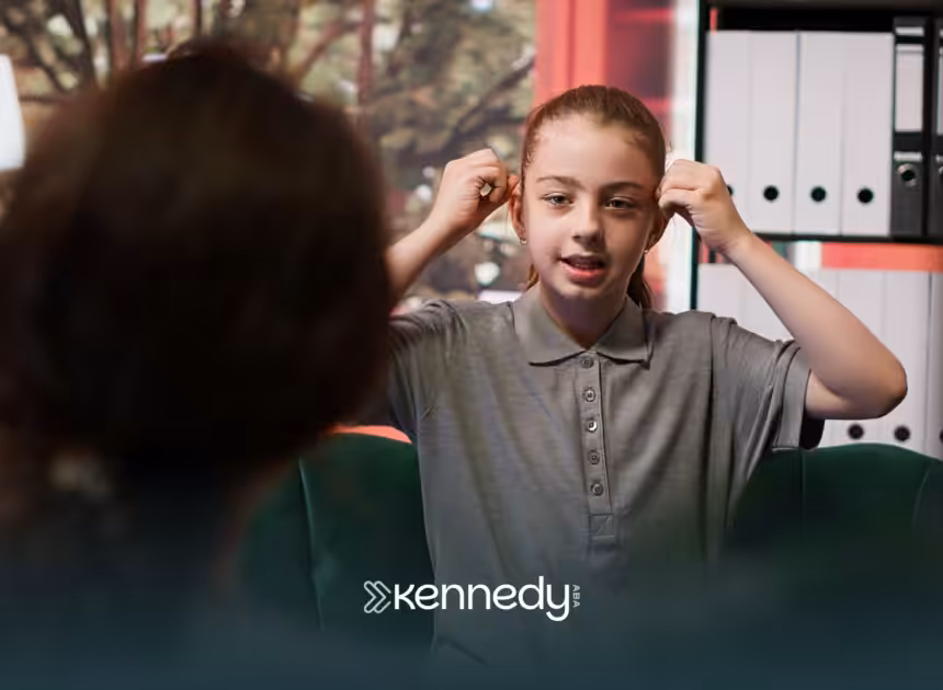 A nonverbal child with autism communicating with an ABA therapist