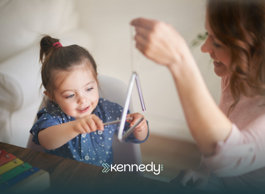 A nonverbal kid with autism and an RBT during ABA therapy