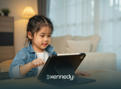 A girl using a tablet