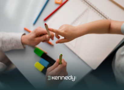 A child pointing a colored pencils during ABA therapy