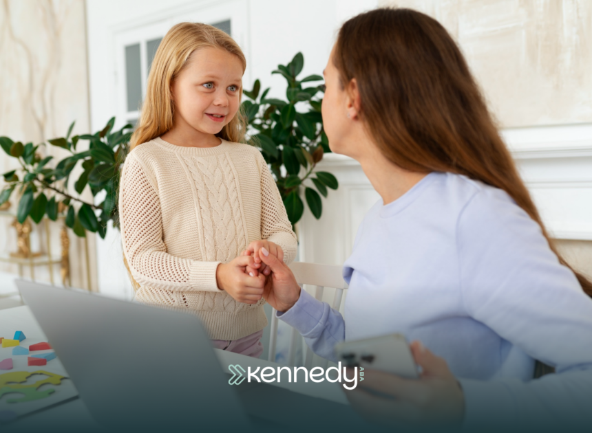 An ABA therapist and a kid with autism during ABA therapy