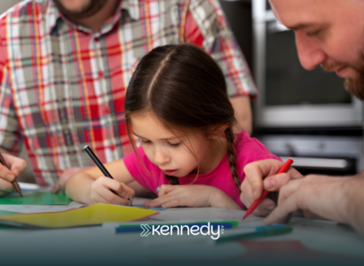 A kid with autism doing school works