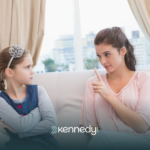 A parent explaining to a kid with autism why she's saying no