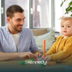 A father tracking her daughter's progress during ABA therapy