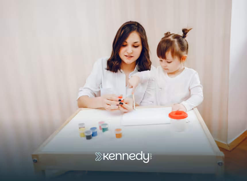 A child and an ABA therapist during ABA therapy