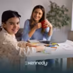 A kid and an ABA therapist during ABA therapy