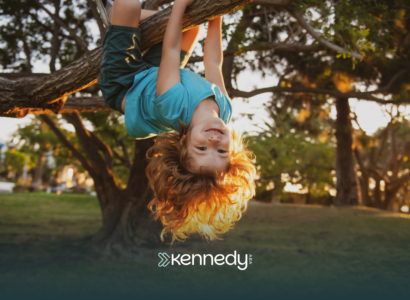 A child happily playing outdoors